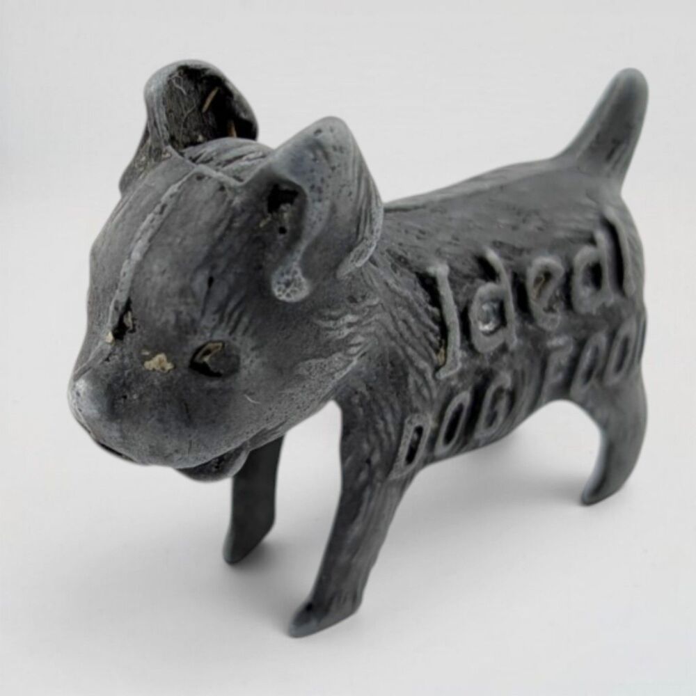 Vintage Ideal Dog Food GOOD LUCK Advertising Cast Metal Terrier Figurine 1.25"